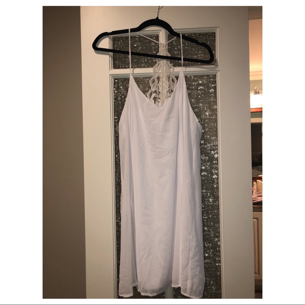 NWT E’s closet white dress with lace racer back